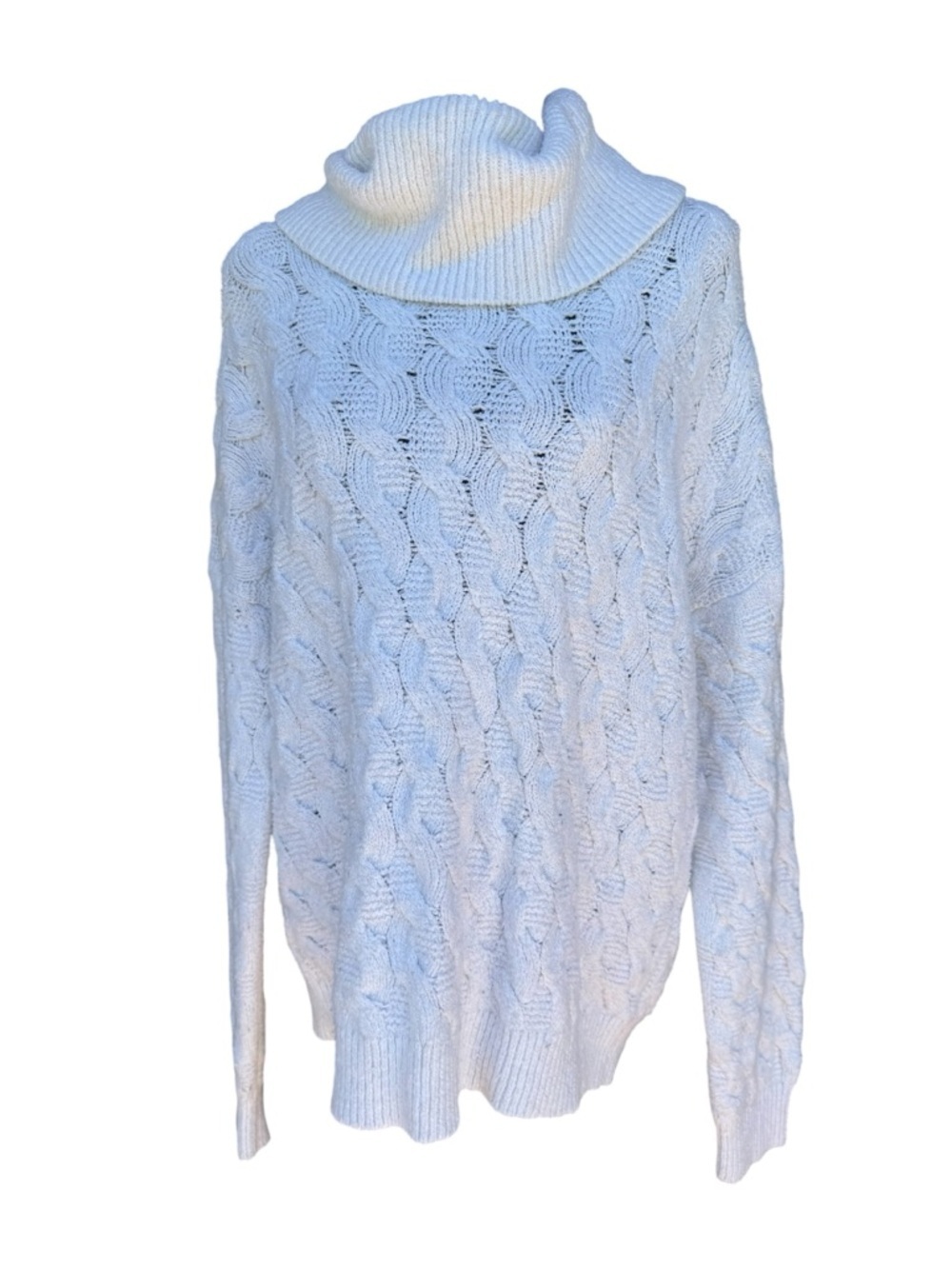 Tahari Cozy Cable Knit Turtleneck Sweater - White Size Size Large